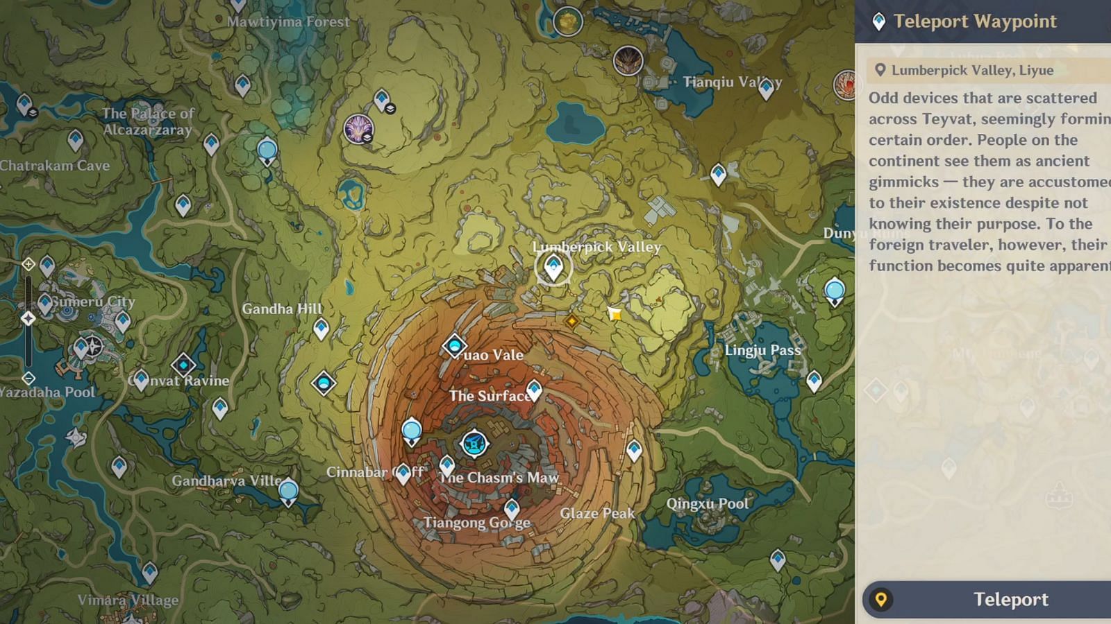 Location of the Abyssal Rift in the Chasm area (Image via HoYoverse)